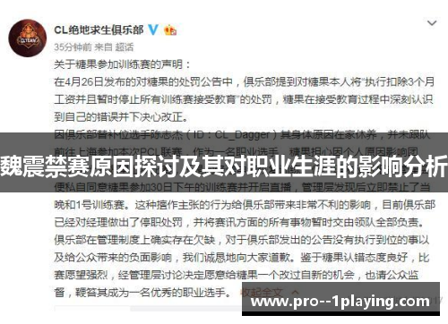 魏震禁赛原因探讨及其对职业生涯的影响分析